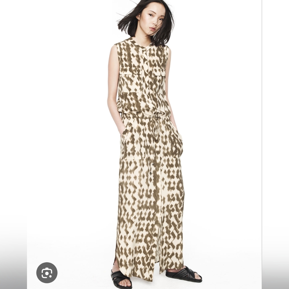 Vince 100% silk Ikat print midi dress - S